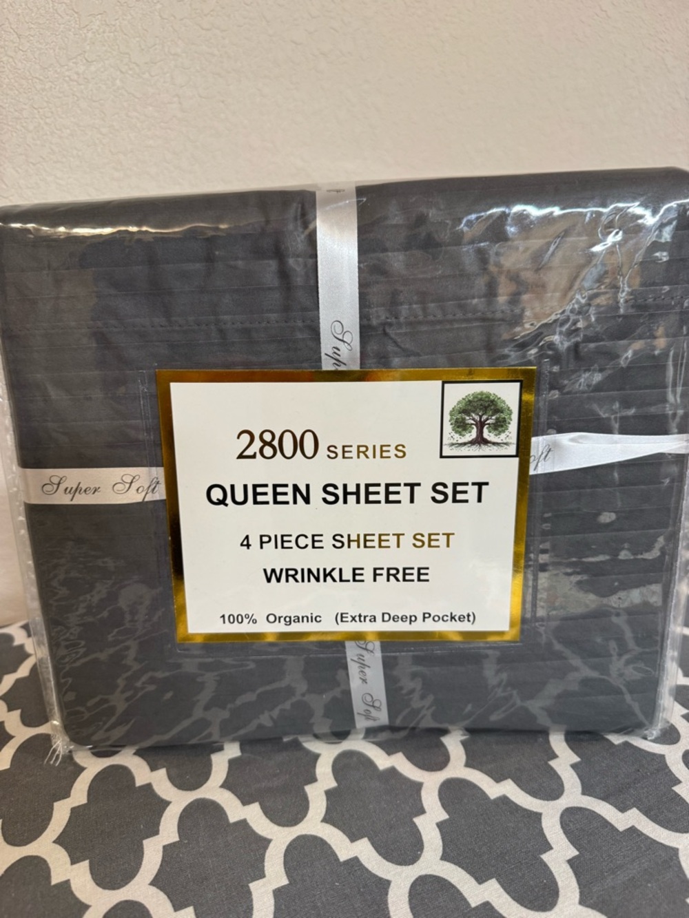 2800 Series Queen Sheet Set - Charcoal Gray, Wrinkle Free